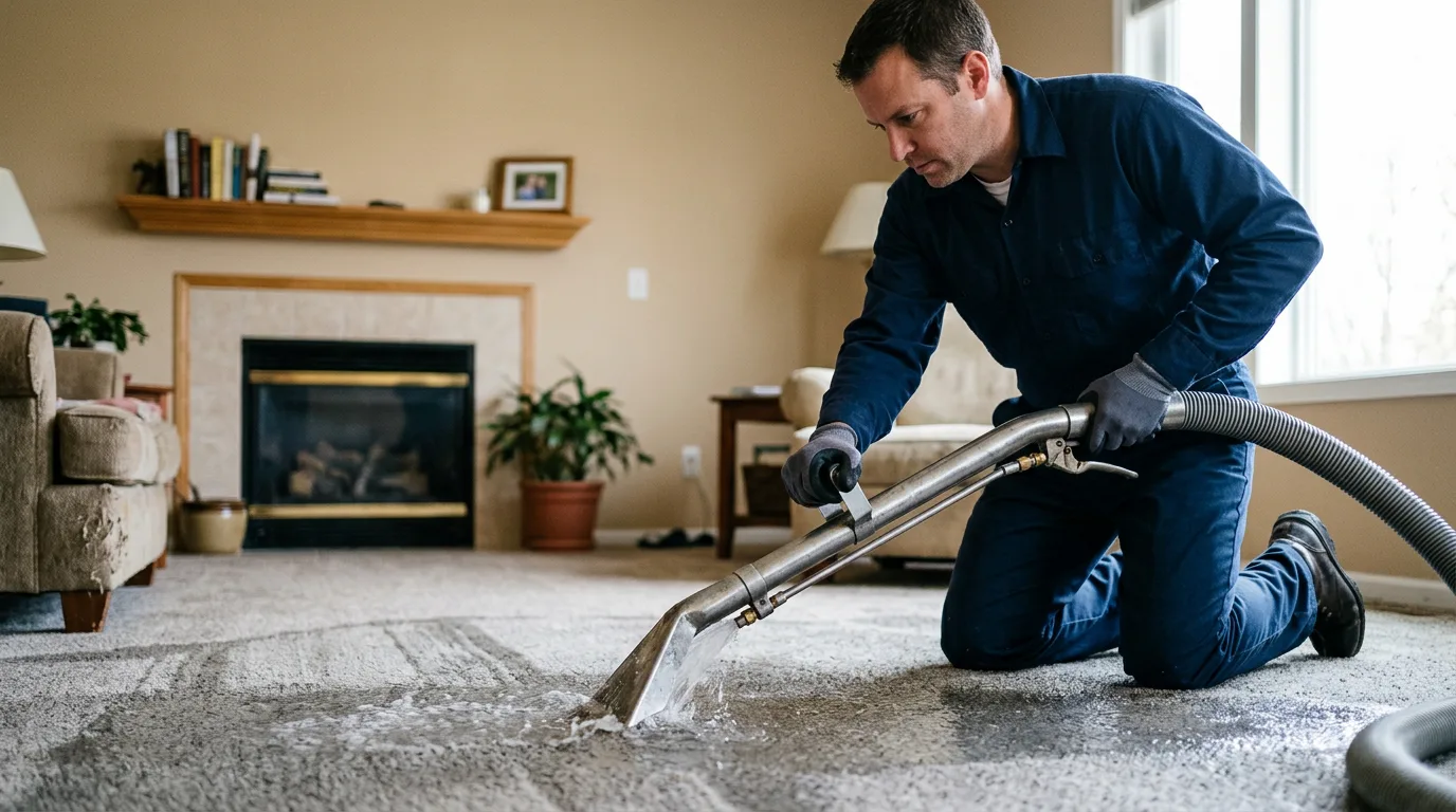 Water damage restoration technician working near Duke, MO